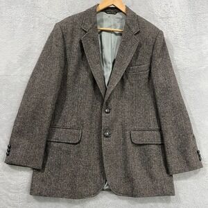 Haggar Blazer Men 42R‎ Tweed Wool Sport Coat Herringbone Jacket VTG 90s Brazil